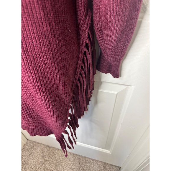 Greige Womens Burgundy Knit Turtleneck Sweater With Fringe Hem - XL NWT - Picture 10 of 10